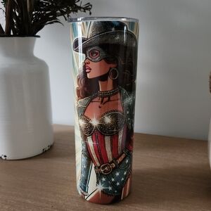 Black Patriotic Superhero Tumbler Cowboy Carter Beyonce Comic 20 Oz Tumbler